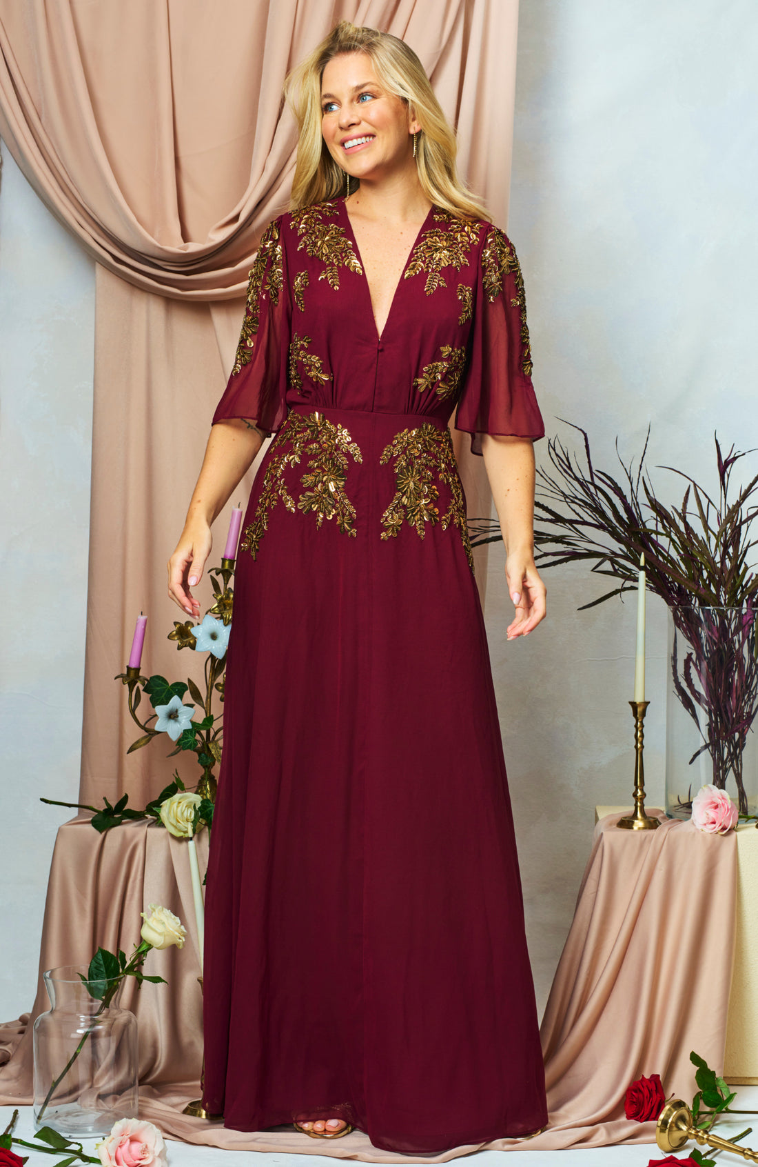 Hope & Ivy The Gretal Deep Burgundy