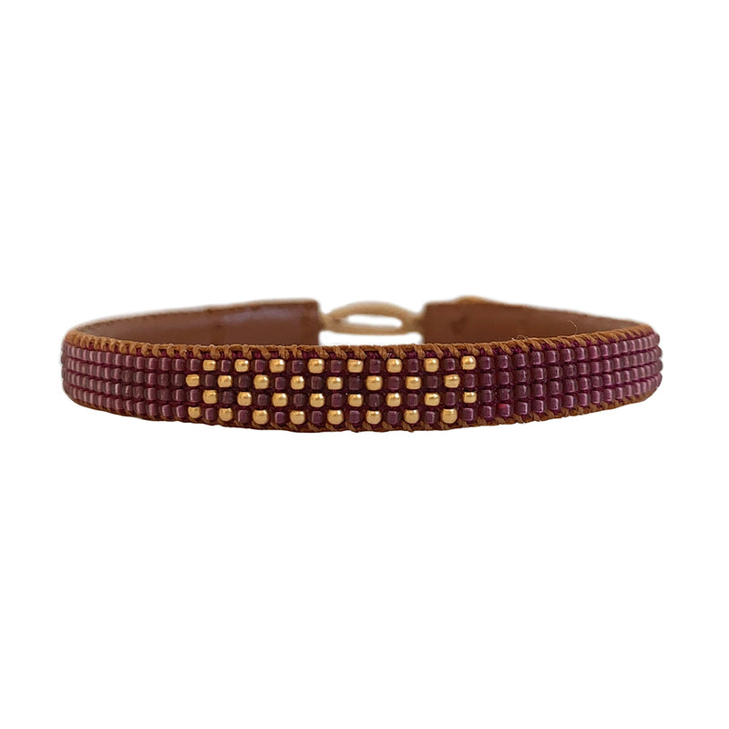 IBU Jewels Pin Leather Bracelet-Maroon-AC30