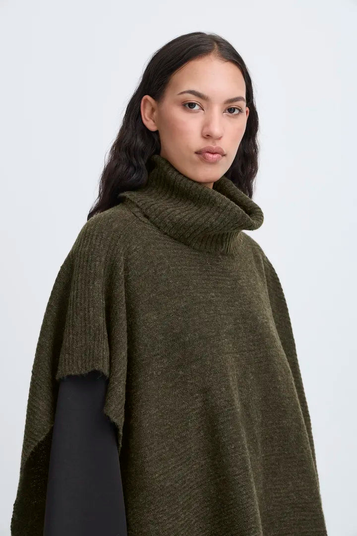 ICHI Balou Poncho in Rifle Green - 20119781