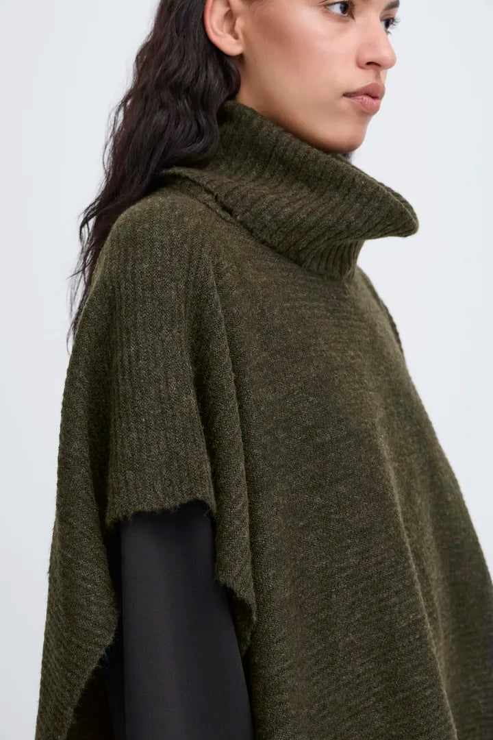 ICHI Balou Poncho in Rifle Green - 20119781