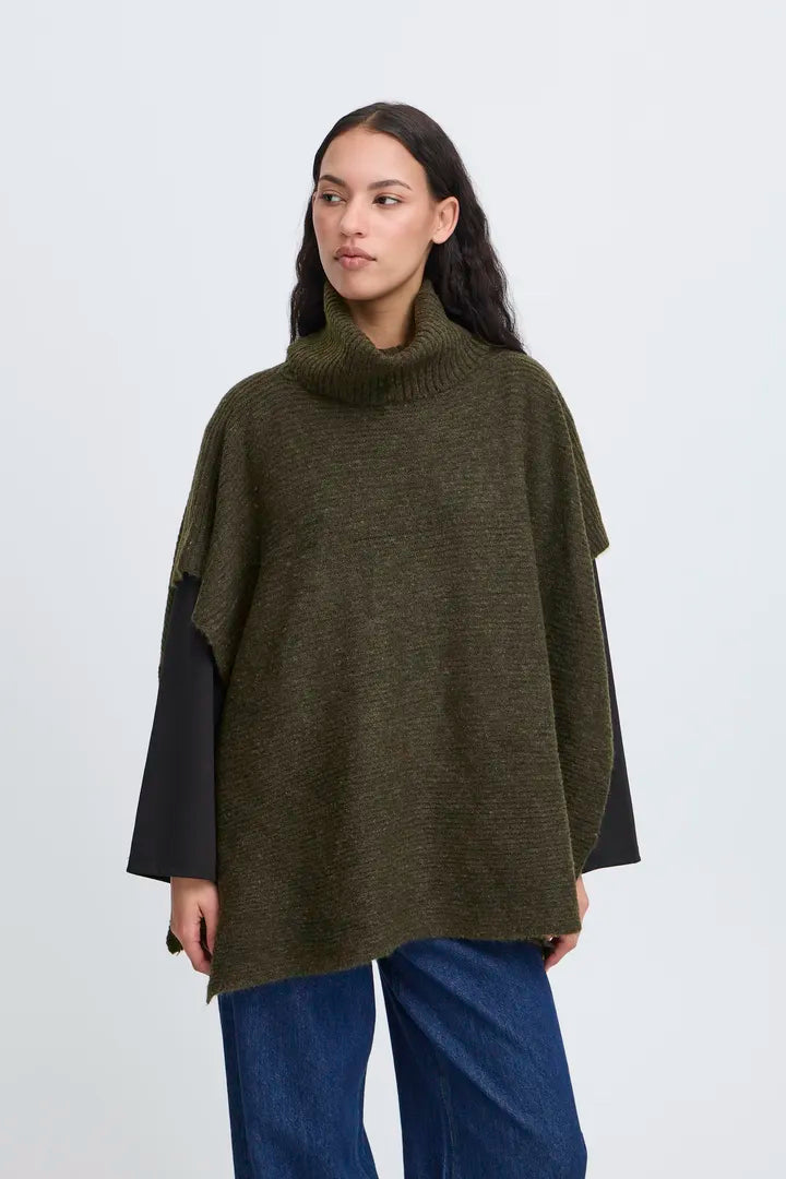 Ichi Balou Poncho, Rifle Green, EvaLucia Boutique, Perth, Scotland