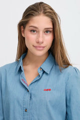 ICHI Barcy Long Sleeve Denim Shirt in Light Blue - 20124454