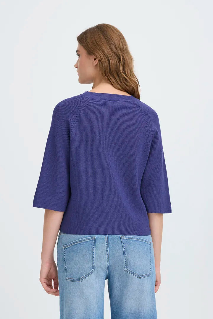 ICHI Boston Mid Sleeve Pullover in Blueprint - 20121036