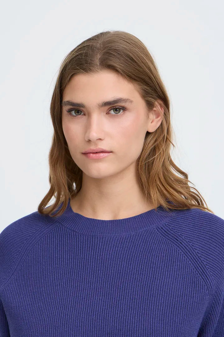 ICHI Boston Mid Sleeve Pullover in Blueprint - 20121036