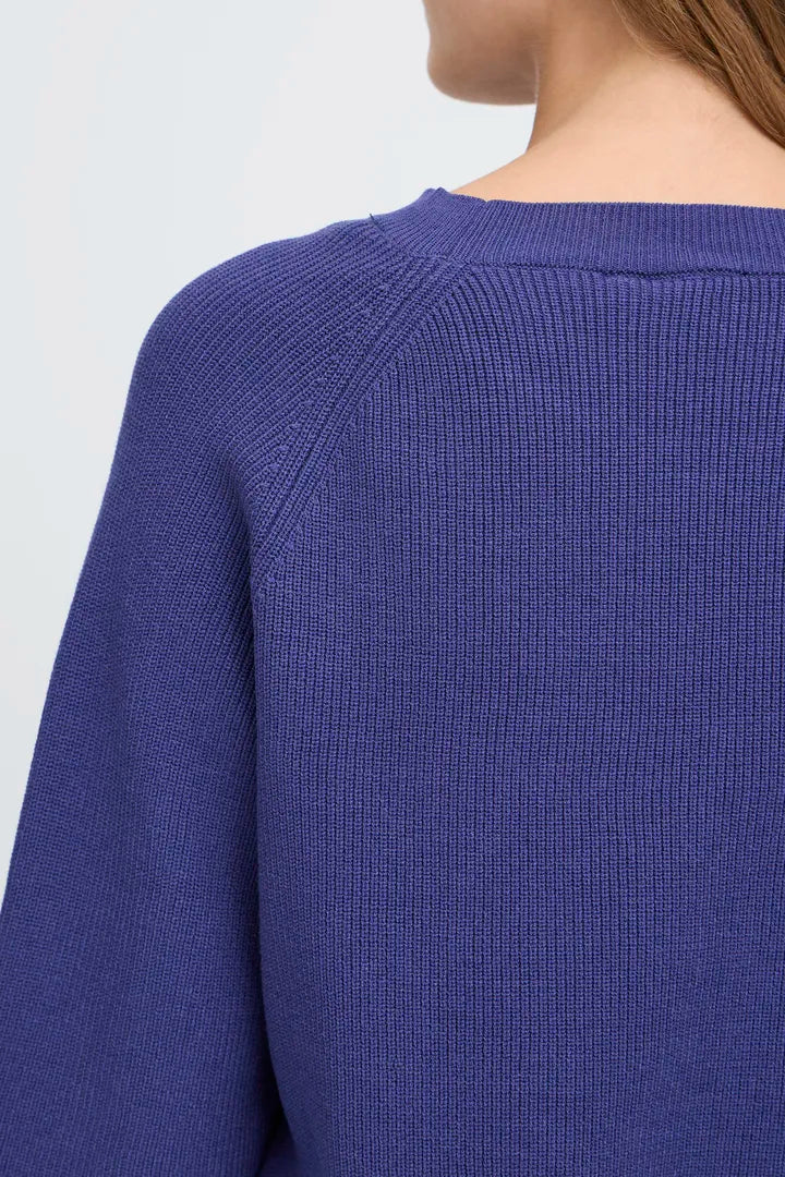 ICHI Boston Mid Sleeve Pullover in Blueprint - 20121036