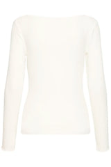 ICHI Cella Long Sleeved Top in Cloud Dancer - 20122819