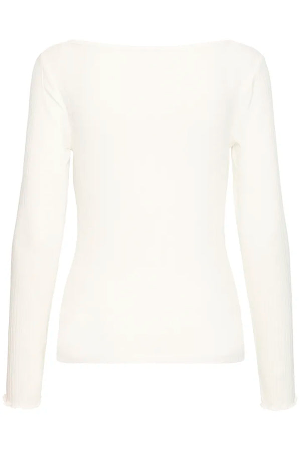 ICHI Cella Long Sleeved Top in Cloud Dancer - 20122819
