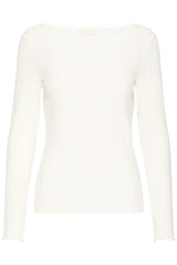 ICHI Cella Long Sleeved Top in Cloud Dancer - 20122819