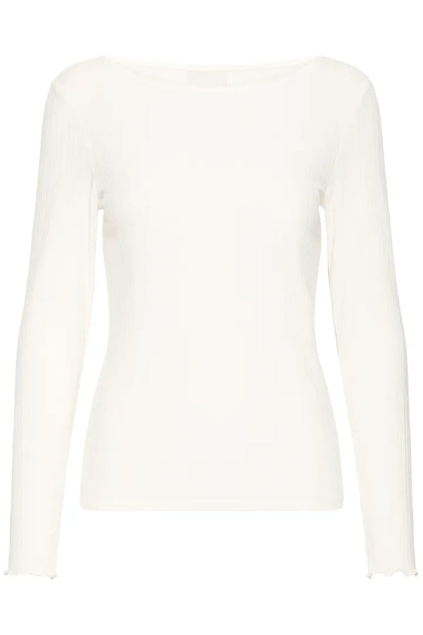 ICHI Cella Long Sleeved Top in Cloud Dancer - 20122819