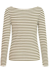 ICHI Cella Long Sleeved T-Shirt in Cloud Dancer Rifle Green - 20122819