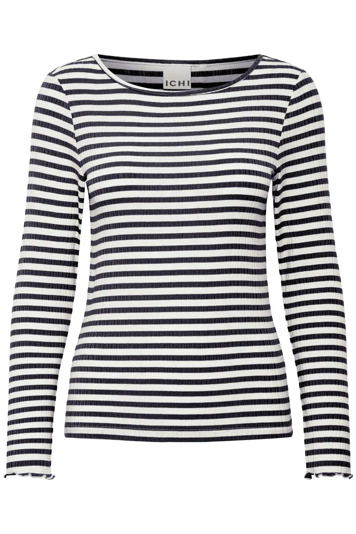 ICHI Cella Long Sleeved T-Shirt in Total Eclipse - 20122819