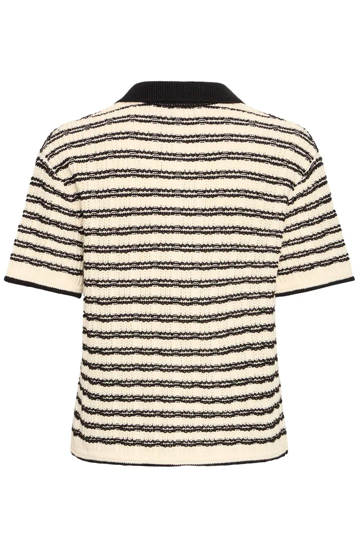 ICHI Chany Pullover in Birch with Black Stripes - 20125166