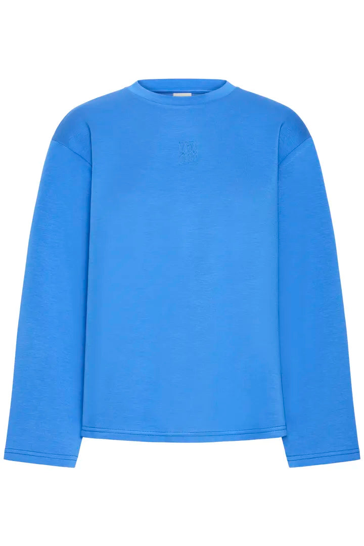 ICHI Cozy Long Sleeve Top in Nebulas Blue - 20125119