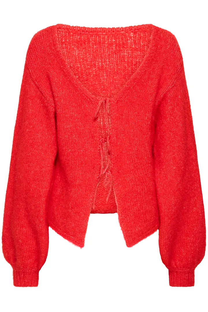 ICHI Dabria Cardigan in Racing Red - 20124677