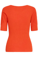 ICHI Danas Short Sleeved Top in Fiery Red - 20124246