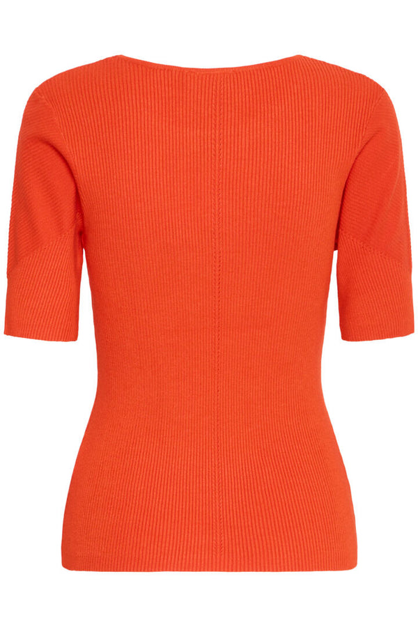 ICHI Danas Short Sleeved Top in Fiery Red - 20124246