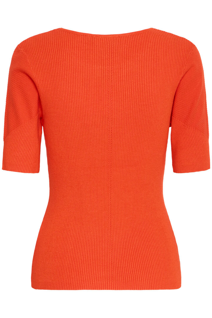 ICHI Danas Short Sleeved Top in Fiery Red - 20124246