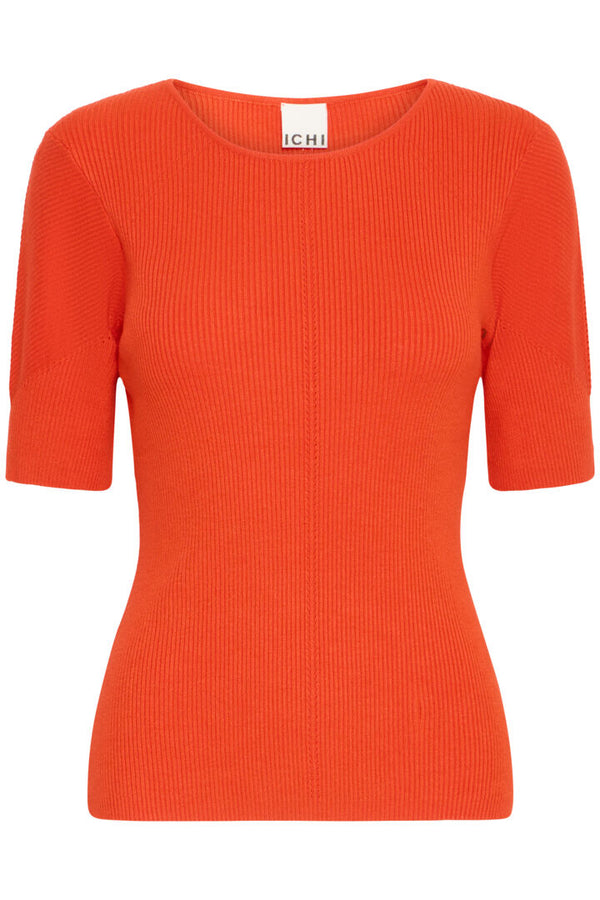ICHI Danas Short Sleeved Top, Fiery Red, EvaLucia, Perth, Scotland