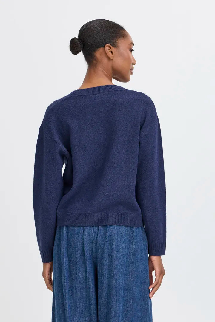 ICHI Dasila Cardigan in Patriot Blue - 20124215