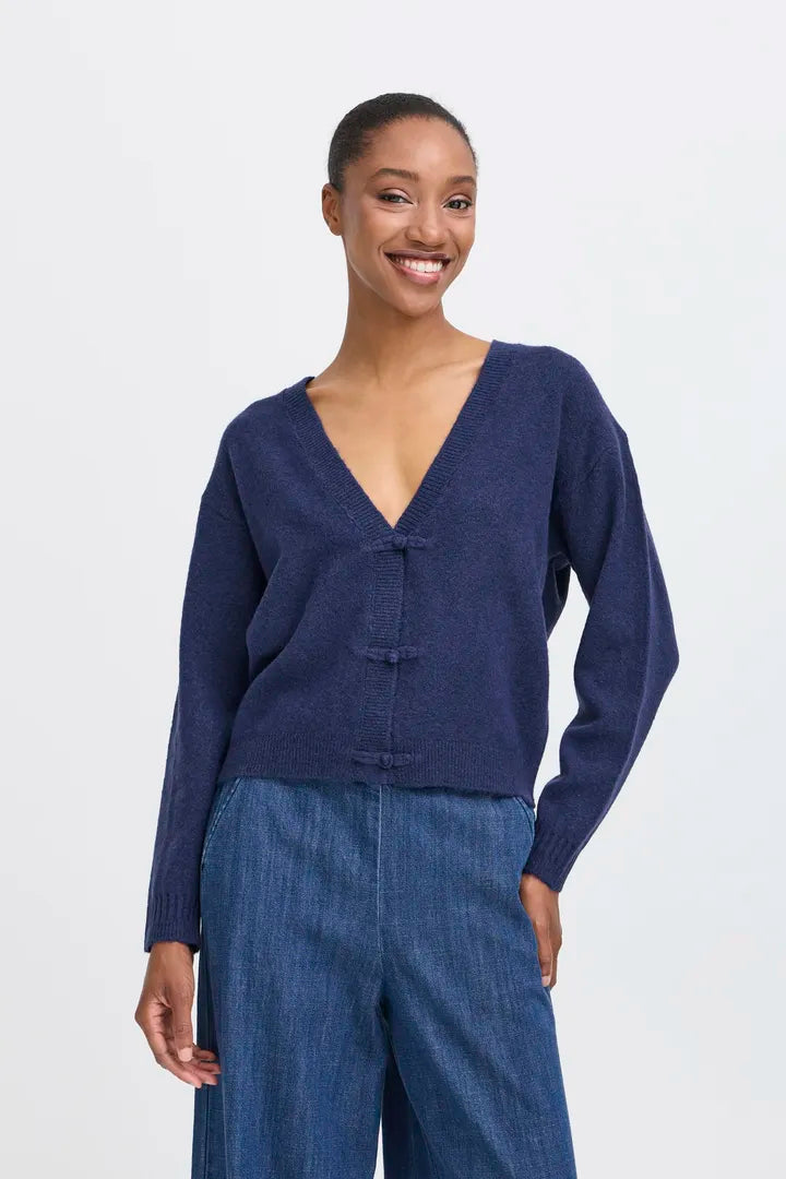 ICHI Dasila Cardigan in Patriot Blue - 20124215