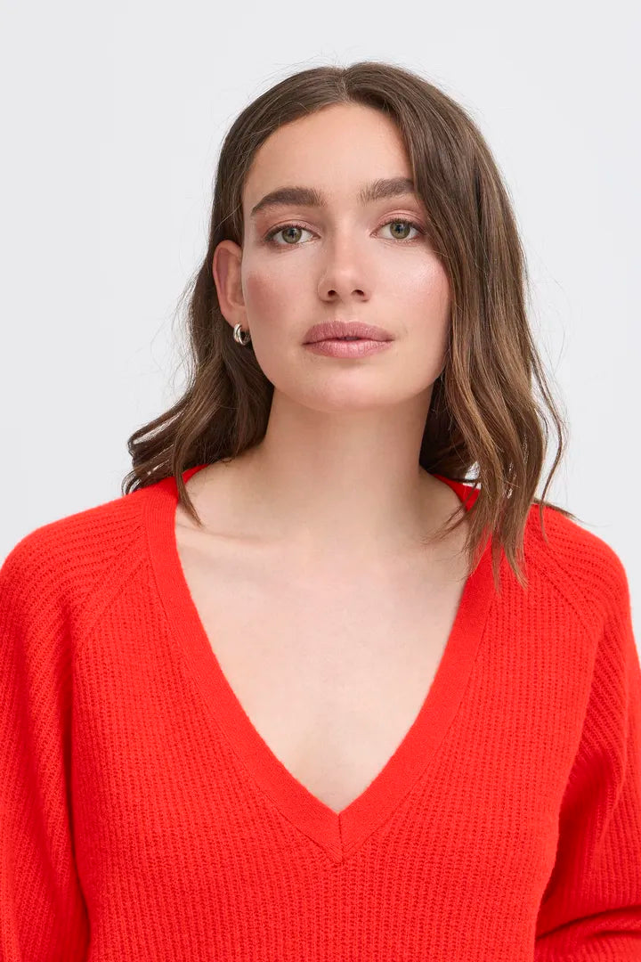 ICHI Dasila Pullover in Fiery Red - 20124211