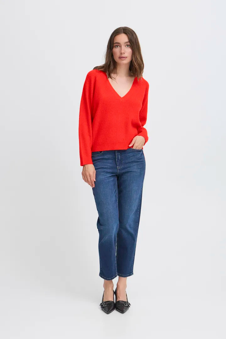 ICHI Dasila Pullover in Fiery Red - 20124211
