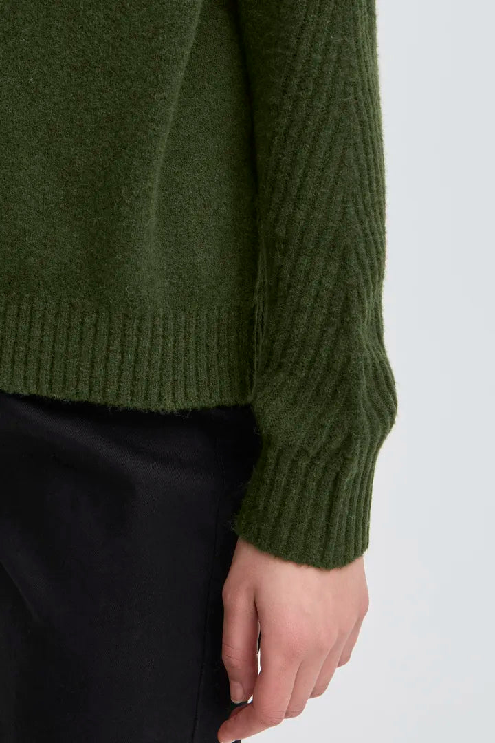 ICHI Dasila Jumper in Rifle Green - 20124213