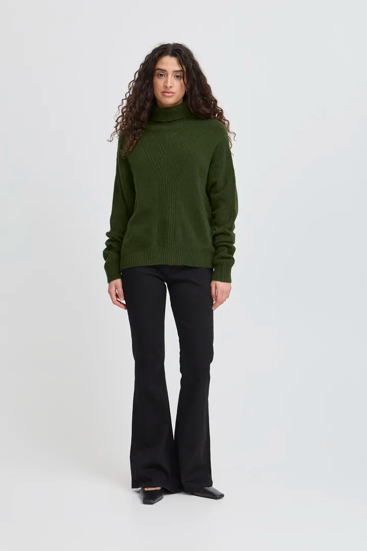 Ichi Dasila Jumper, Knitted, Rifle Green, EvaLucia Boutique, Perth, Scotland