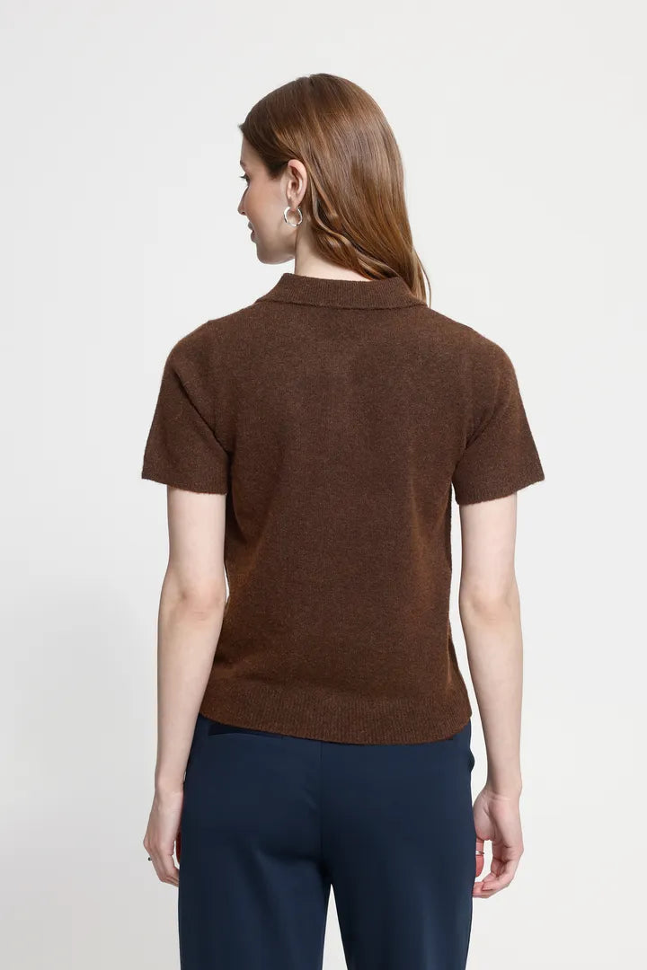 Ichi Dasila Short Sleeve Top in Chicory Coffee