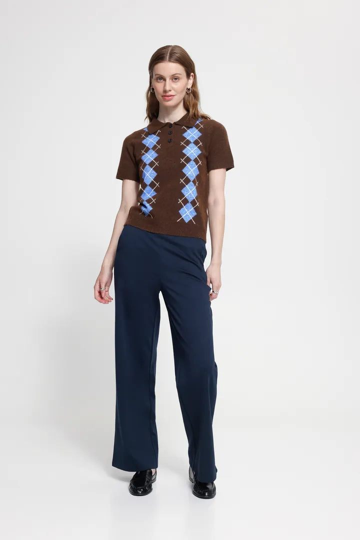 Ichi Dasila Short Sleeve Top in Chicory Coffee