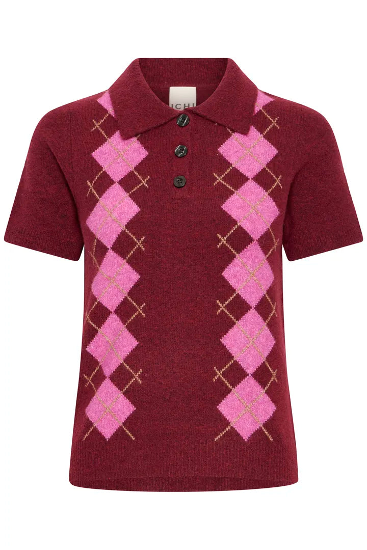 Ichi Dasila Short Sleeve Top in Rhododendron Harlekin