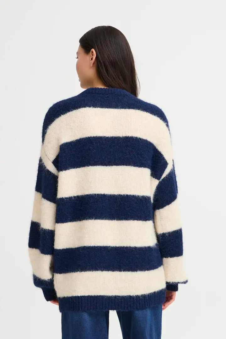 ICHI Dayana Long Sleeved Jumper in Patriot Blue - 20124264