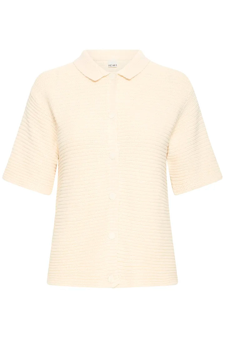 ICHI Demue Short Sleeve Cardigan in Birch - 20125080