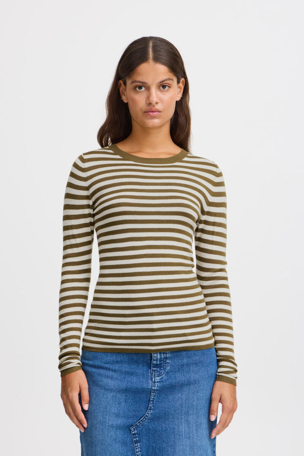 ichi diane long sleeved top stripes evalucia boutique perth scotland