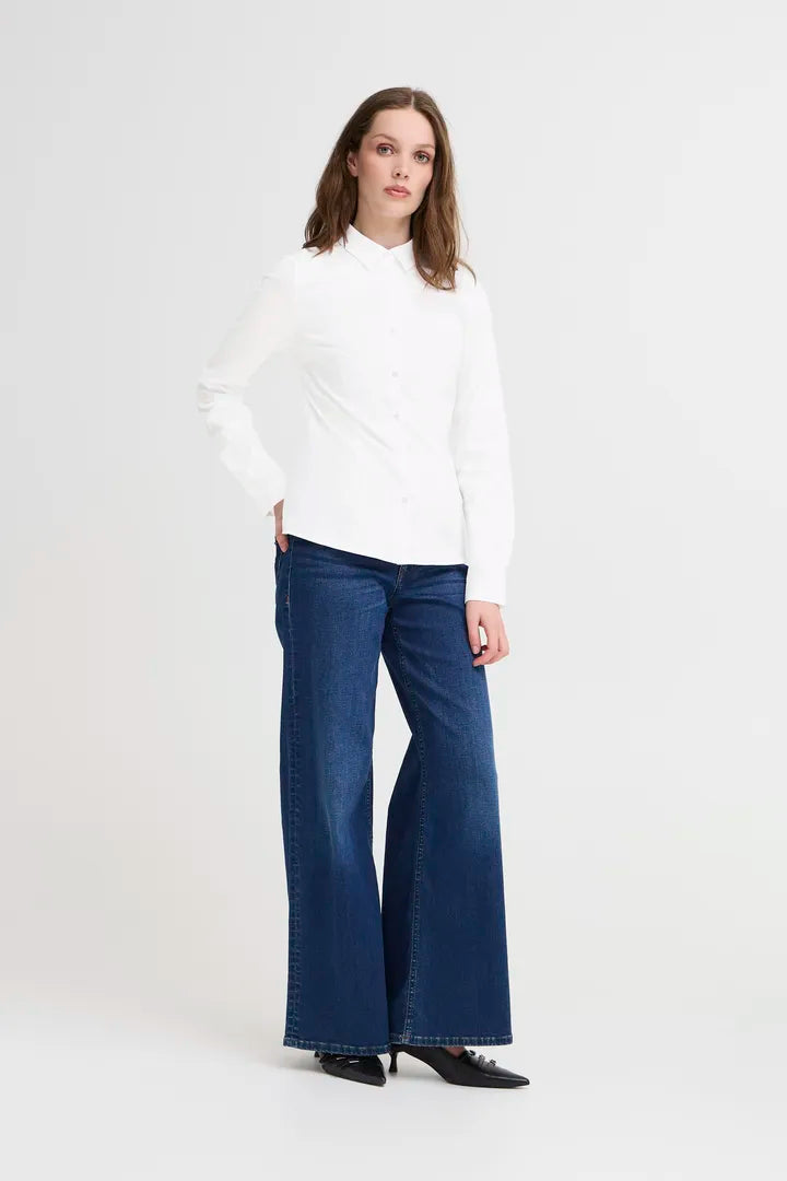 ICHI Dima Long Sleeved Shirt in White - 102533