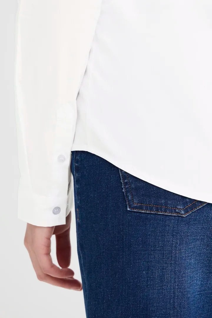ICHI Dima Long Sleeved Shirt in White - 102533