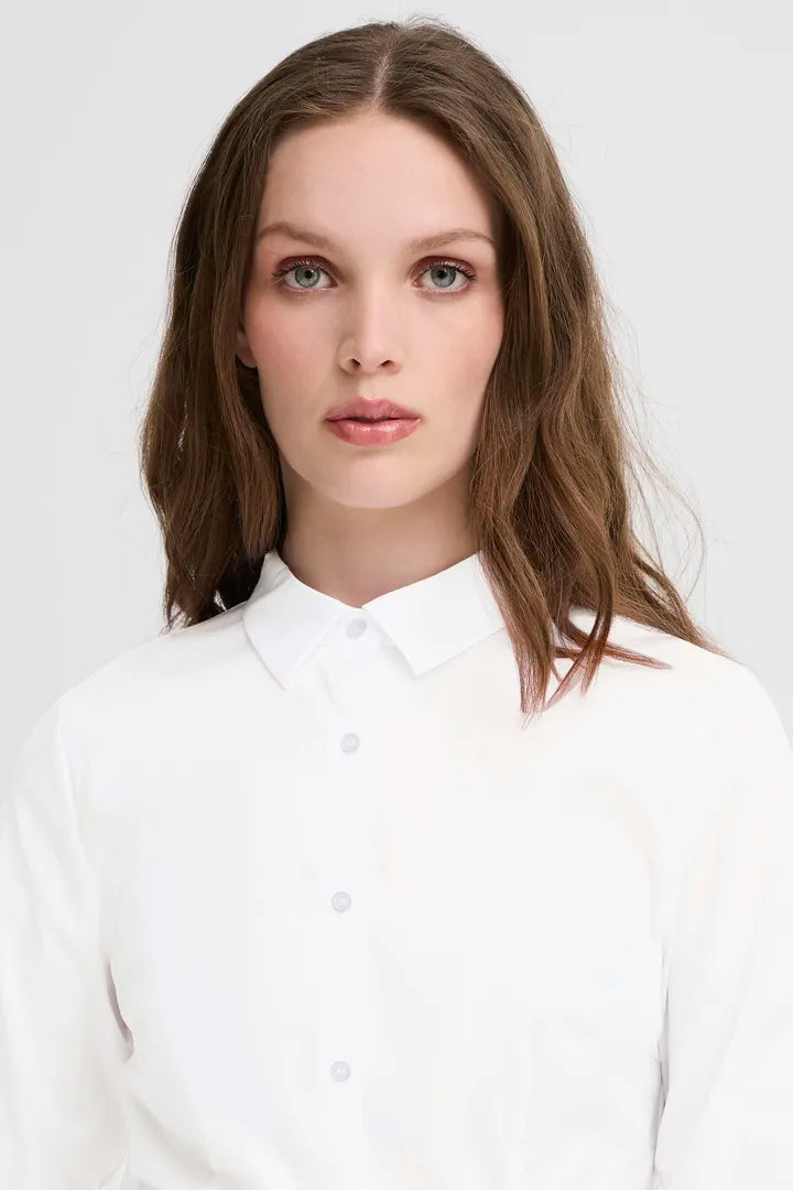 ICHI Dima Long Sleeved Shirt in White - 102533