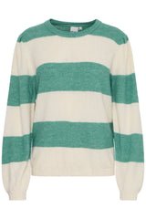 ichi dusty stripe jumper beryl green evalucia boutique perth scotland