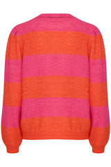 Ichi Dusty Stripe Jumper-Pink Yarrow-20122597