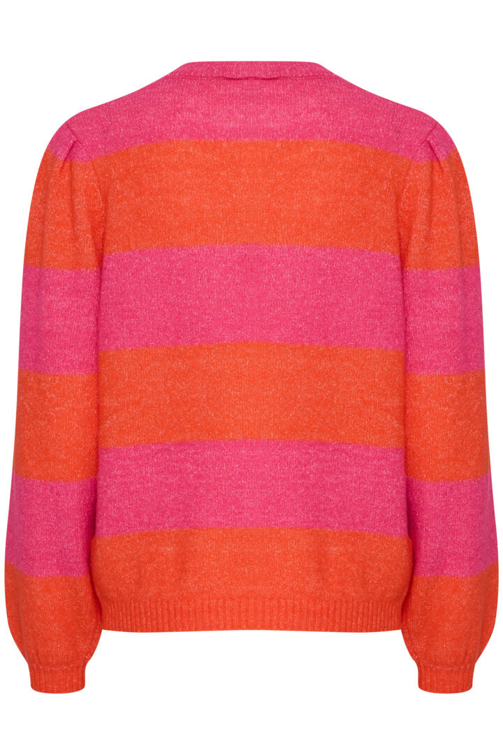 Ichi Dusty Stripe Jumper-Pink Yarrow-20122597