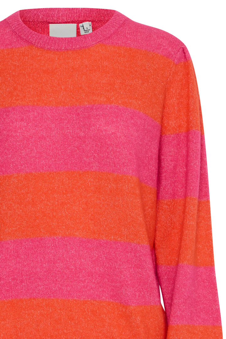 Ichi Dusty Stripe Jumper-Pink Yarrow-20122597