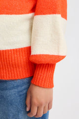 Ichi Eden Jumper-Orange/Almond Milk Stripe-20121529