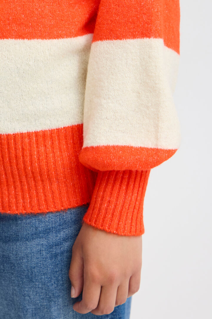 Ichi Eden Jumper-Orange/Almond Milk Stripe-20121529