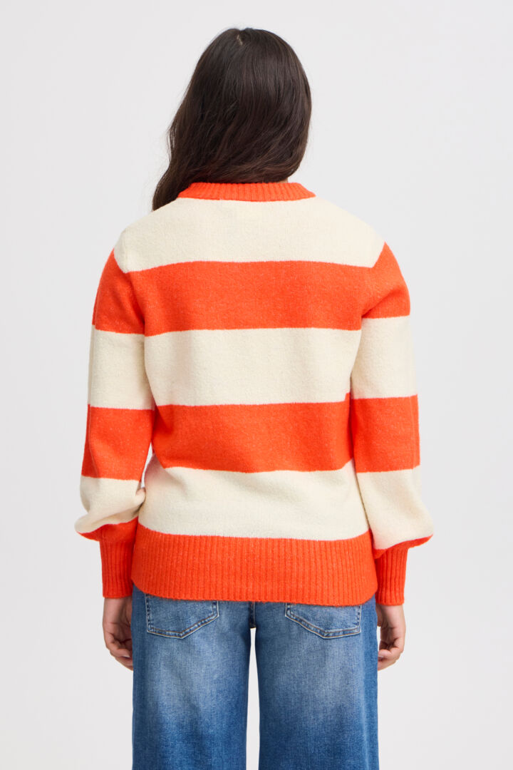 Ichi Eden Jumper-Orange/Almond Milk Stripe-20121529