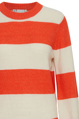 Ichi Eden Jumper-Orange/Almond Milk Stripe-20121529