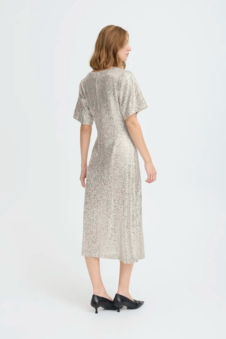 ICHI Fauca Dress in Frosted Almond - 20124842