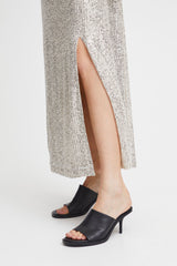 Ichi Fauci Sequinned Maxi Skirt-Frosted Almond-20120063