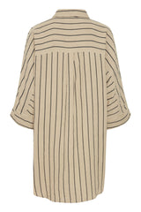 Ichi Foxa Beach Shirt-Doeskin/Black Stripes-20120963