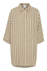 Ichi Foxa Beach Shirt-Doeskin/Black Stripes-20120963