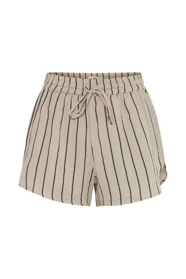 Ichi Foxa Striped Beach Shorts-Doeskin/Black Stripes-20120964